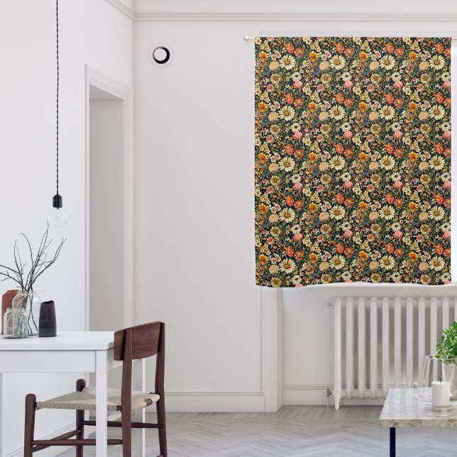 Vintage Flower Blooms Seamless Pattern Blackout Curtains (Living Room)