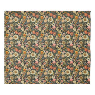 Vintage Flower Blooms Seamless Pattern Duvet Cover