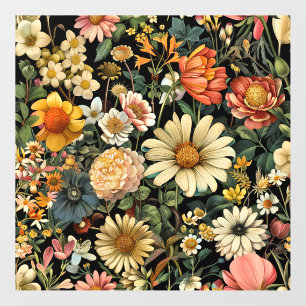 Vintage Flower Blooms Seamless Pattern Wall Decal