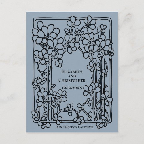 Vintage Flower Bookplate Wedding Save The Date Postcard