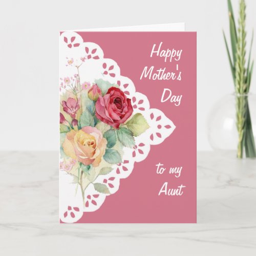 Vintage Flower Bouquet Aunt Mothers Day Card