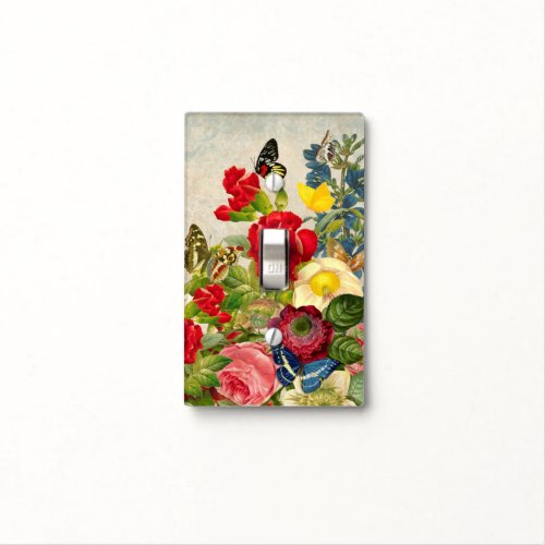 Vintage Flower Bouquet with Butterflies Light Switch Cover