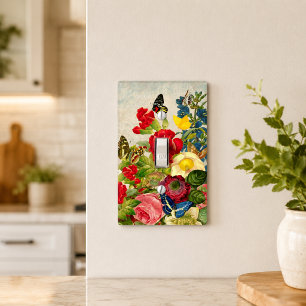 Vintage Flower Bouquet with Butterflies Light Switch Cover