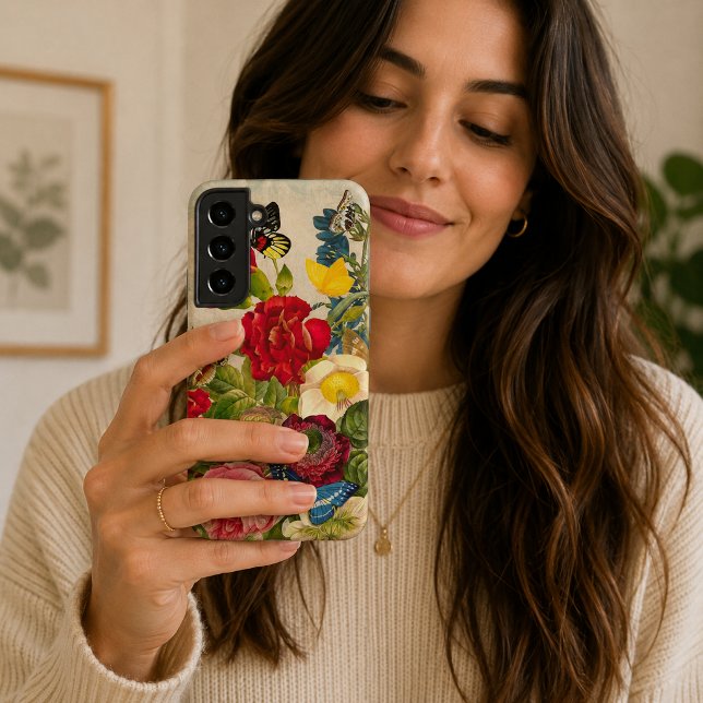 Vintage Flower Bouquet with Butterflies Samsung Galaxy Case (Vintage Flower Bouquet with Butterflies Samsung Galaxy Case)