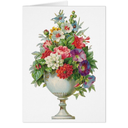 Vintage Flower Bowl Customizable Card (Front)