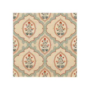 Vintage flower branches, Indian textile. Wood Wall Art