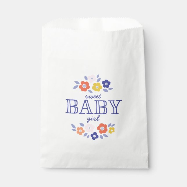 Vintage Flower Cascade Baby Shower Favor Bag (Front)