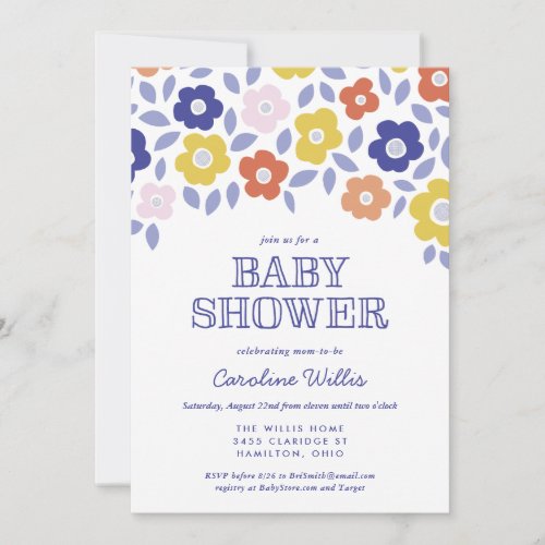 Vintage Flower Cascade Baby Shower Invitation