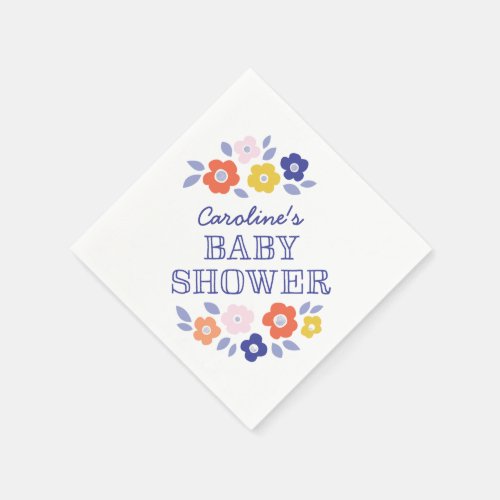 Vintage Flower Cascade Baby Shower Napkins