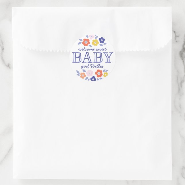 Vintage Flower Cascade Baby Shower Sticker (Bag)