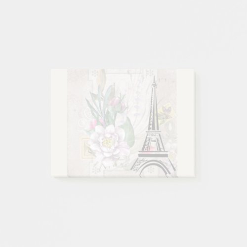 Vintage Flower Collage  Eiffel Tower Illustration Post_it Notes