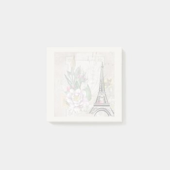 Vintage Flower Collage & Eiffel Tower Illustration Post-it Notes by Mirribug at Zazzle