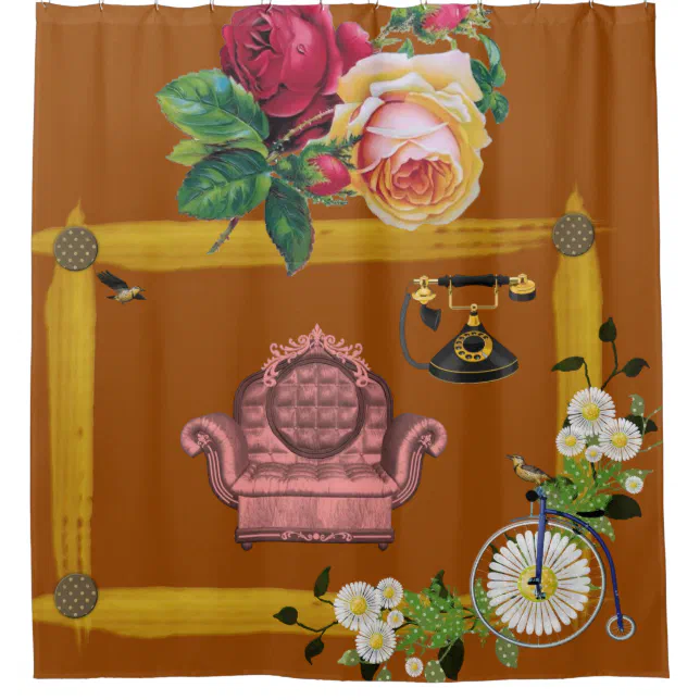 Vintage Orange Shower Curtain