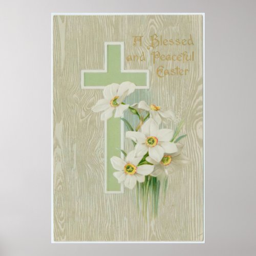 Vintage Flower Easter Greeting Poster