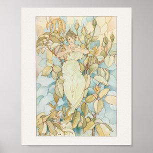 Vintage Flower Fairy Poster