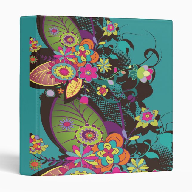 vintage flower frenzy notebook 3 ring binder (Front/Spine)