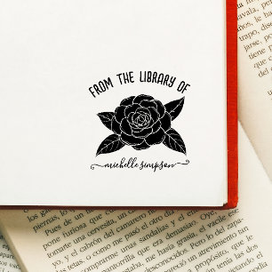 Vintage flower from the library of book  rubber stamp