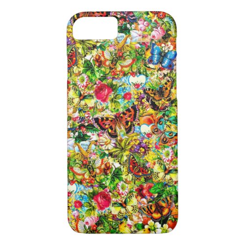 Vintage Flower Garden Colorful Butterfly Floral iPhone 87 Case