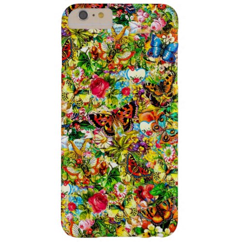 Vintage Flower Garden Colorful Butterfly Floral Barely There iPhone 6 Plus Case