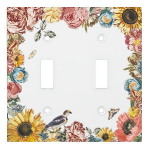 Vintage flower garden light switch cover