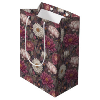 Vintage Flower Garden Pink & Cream Pattern Medium Gift Bag