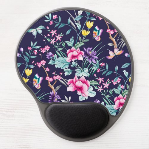 Vintage Flower Garden Rainbow Butterfly Blue Gel Mouse Pad