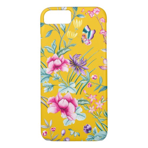 Vintage Flower Garden Rainbow Butterfly  YELLOW iPhone 87 Case