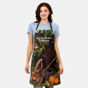 Vintage Flower Gardening Watercolor Floral Custom Apron