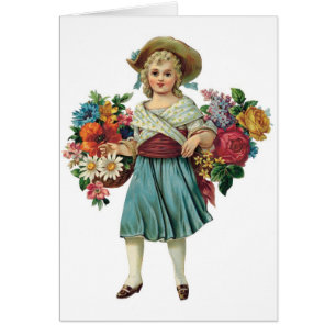 Vintage Flower Girl Customizable Cards