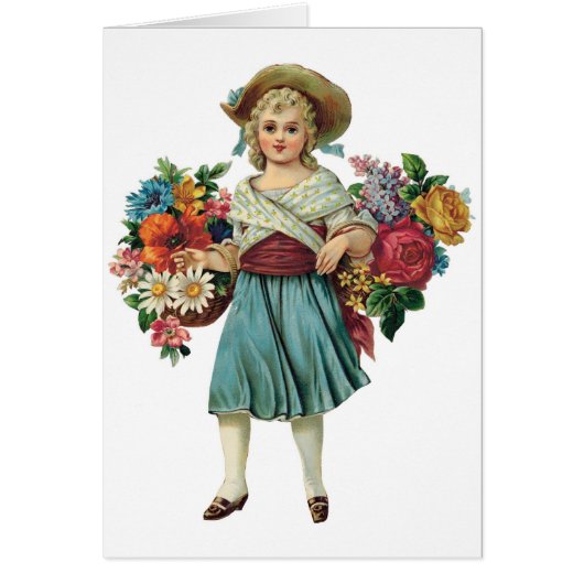 Vintage Flower Girl Customizable Cards (Front)