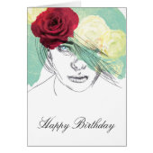 Vintage flower girl illustration birthday (Front)