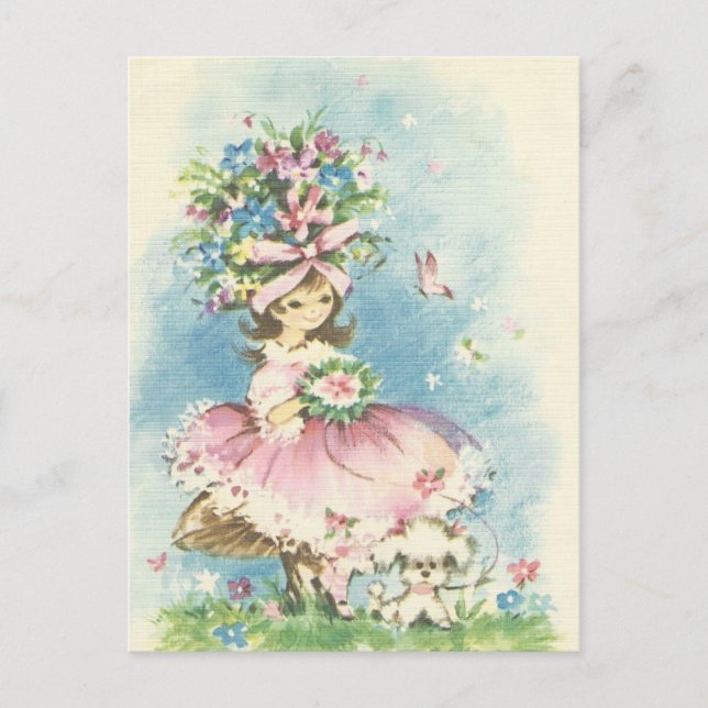 Vintage Flower Girl Postcard (Front)