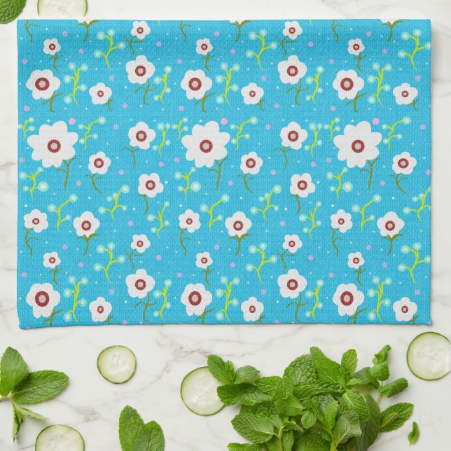 Vintage Flower Kitchen Towel (Folded)