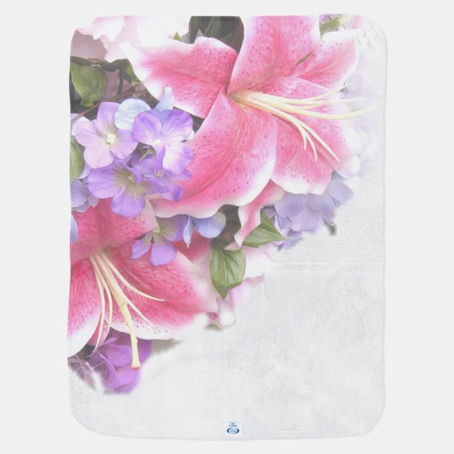 Vintage Flower Lily Baby Blanket (Back)