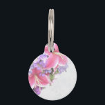 Vintage Flower Lily Pet Name Tag<br><div class="desc">lily,  lilium,  flower,  bloom,  blossom,  blooms,  vintage,  antique,  letter,  trendy</div>
