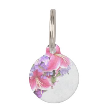 Vintage Flower Lily Pet Name Tag by Wonderful12345 at Zazzle