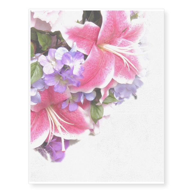 Vintage Flower Lily Temporary Tattoos (Front)