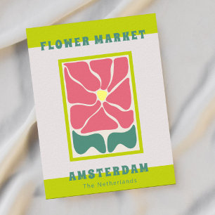 Vintage Flower Market Amsterdam Postcard