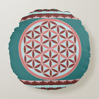 "Vintage Flower of Life"  Round Pillow