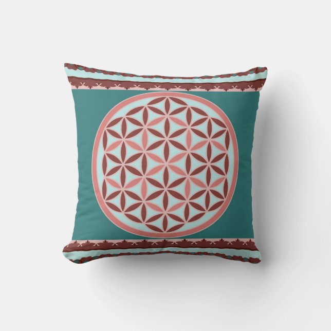"Vintage Flower of Life"  Throw Pillow (Front)