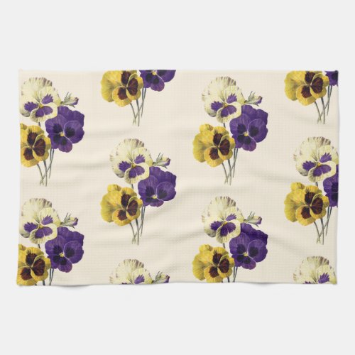 Vintage Flower Pansy Kitchen Tea Towel