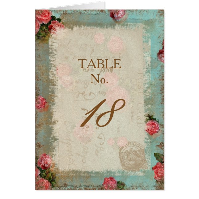 Vintage Flower Paper - Table Number Card (Front)