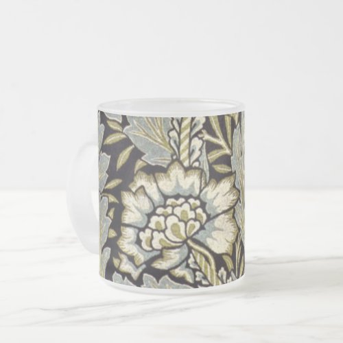 Vintage flower pattern in Barcelona Beige Frosted Glass Coffee Mug