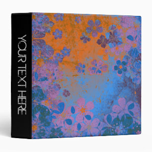 Vintage flower pattern on grunge background 3 ring binder