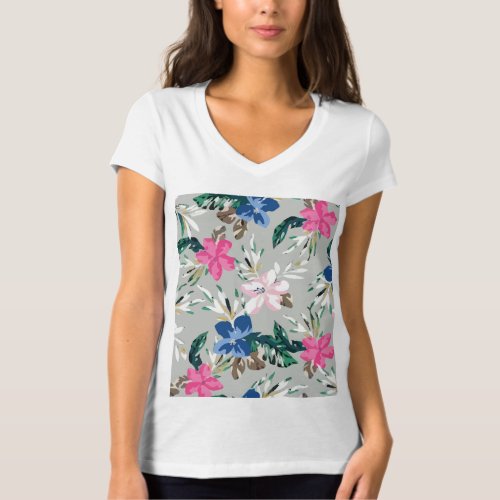Vintage Flower Pattern On T_Shirt