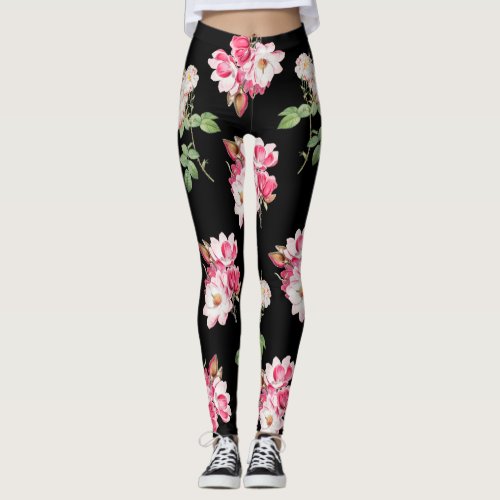 Vintage flower patterned  leggings