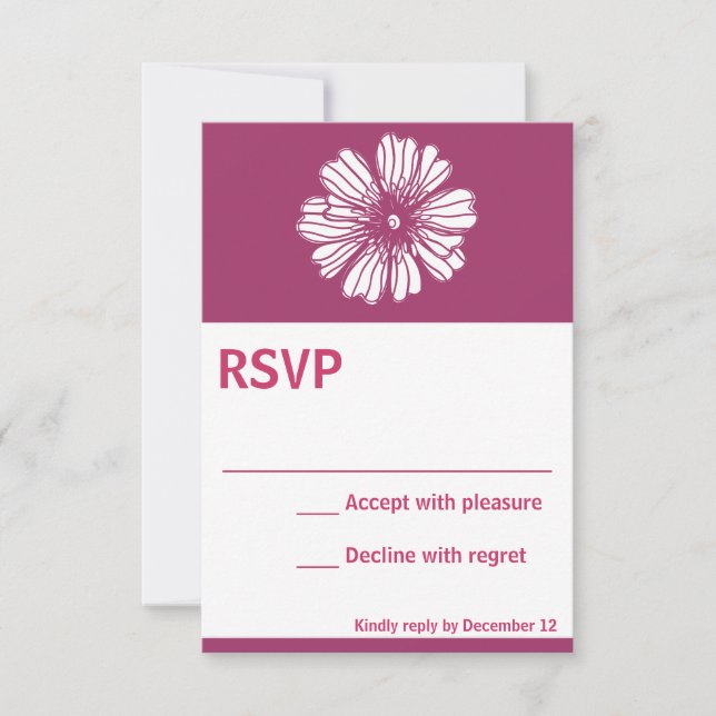 Vintage flower Pink RSVP card (Front)