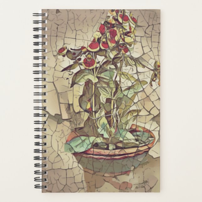 Vintage Flower Pot and Flowers Journal Planner (Front)