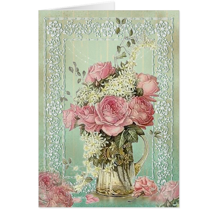 Vintage Flower Pot Greeting Card Zazzle