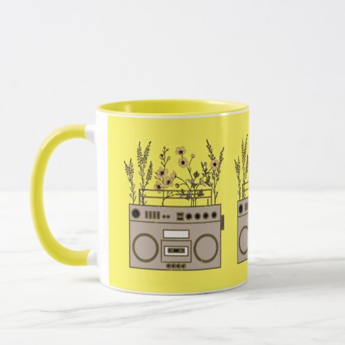 Vintage Flower Radio Mug Art Design